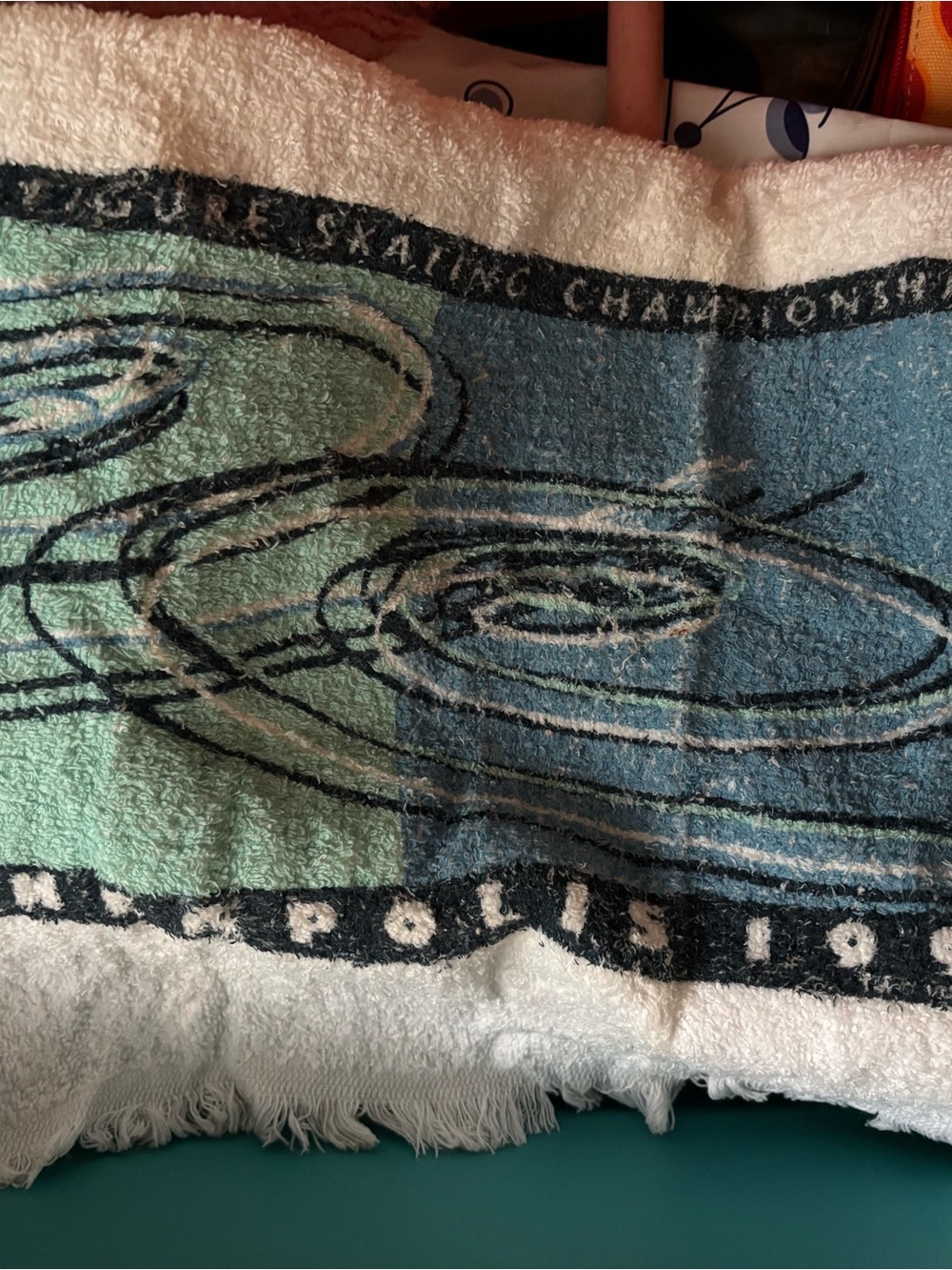 World Figure Skating Championships 1998 Blue & Mint Swirl Hand/Blade Towel